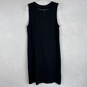 Talbots tank dress size L black 100% cotton knee length breathable